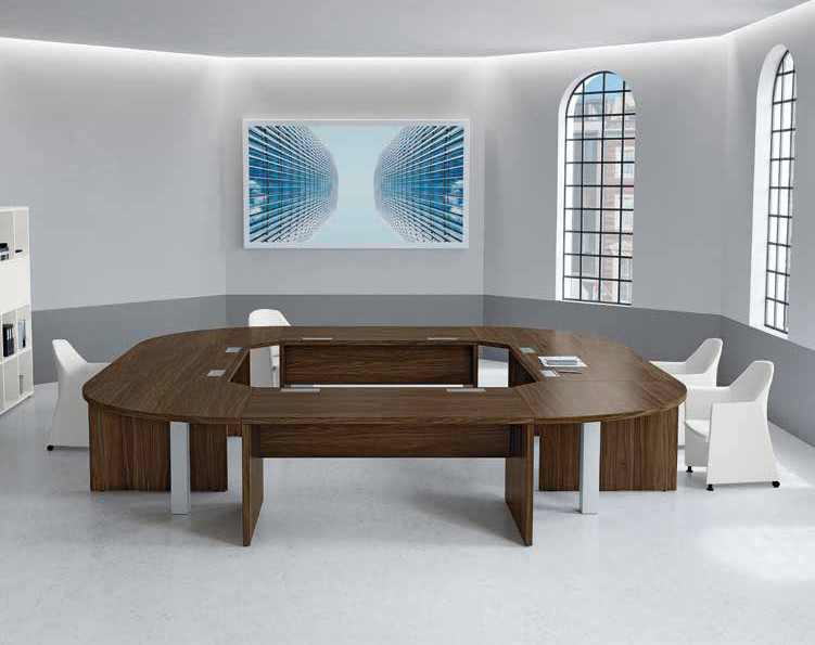 Royal tavolo riunione con struttura metallica e angolari simmetrici